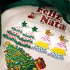 Festive Colorful Christmas Tree Earrings Glitter Acrylic Creative Dopamine Design Women Elegant Earrings