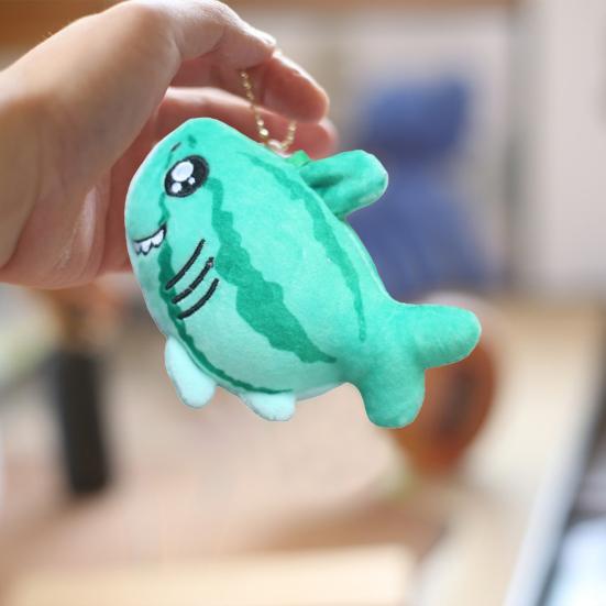 12cm Shark Plush Pendant Creative Lovely Watermelon Shark Bee Plushie Ornament Soft Cartoon Stuffed Animal Doll Plush Toy Backpack Decor