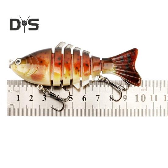 10CM/15.5G Multi-Jointed Fishing Lure with Hooks Realistic 7-Section Swimbait Bionic Hard Artificial Bait Freshwater Saltwater Fishing Accessories