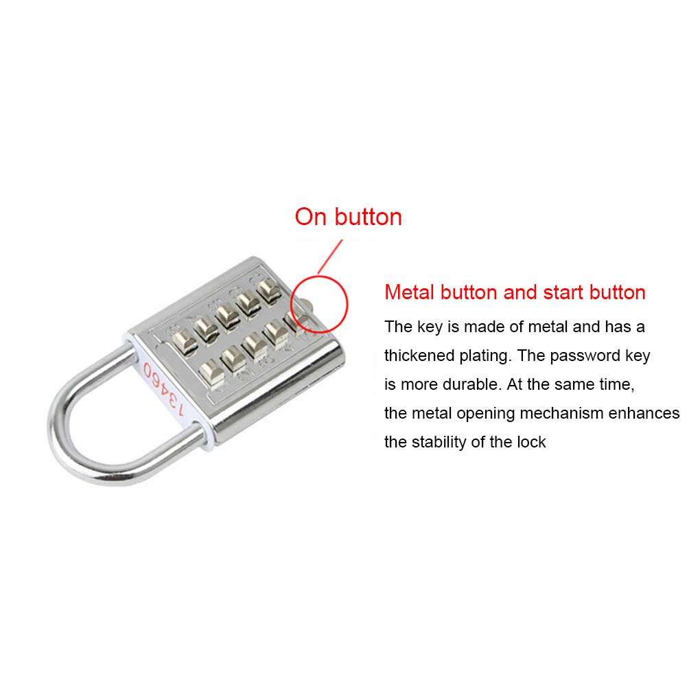 Cadenas à combinaison Bouton en alliage de zinc Mot de passe Verrouillage à 5 chiffres Cadenas de voyage Mécanisme de sécurité pour sac à dos Numérique externe