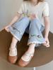 Girls' Lace Trim Anti-Mosquito Tencel Denim Flare Pants - Soft Summer Style