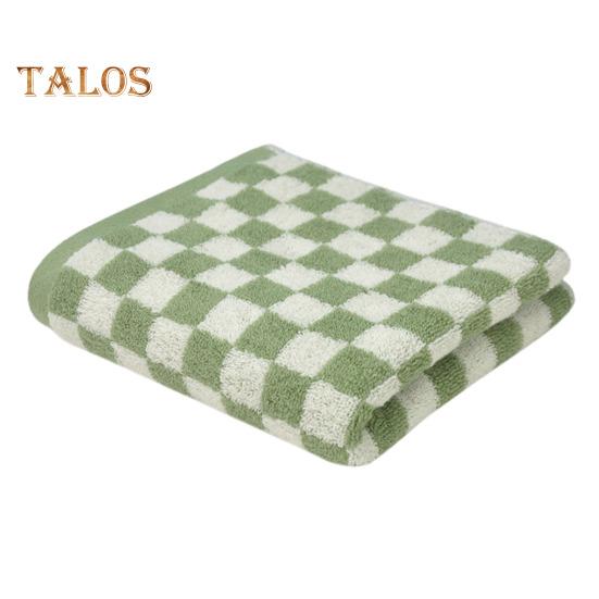 

Полотенце для рук из чистого хлопка с клетчатым принтом, легкое, впитывающее воду декоративное полотенце, быстросохнущая мочалка для спортзала зелёный