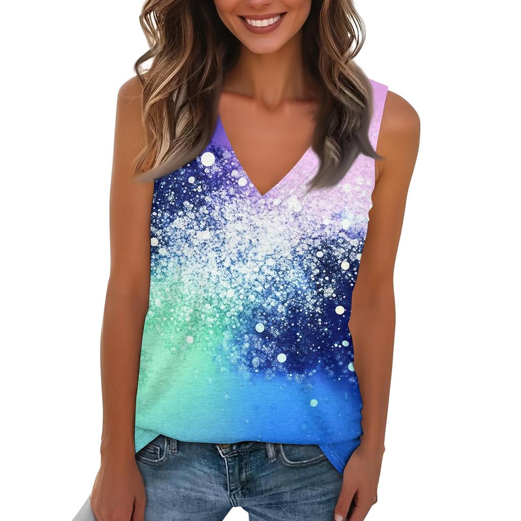 Women's Fashionable And Casual Everyday Versatile Gradient Print Slim Vest Top