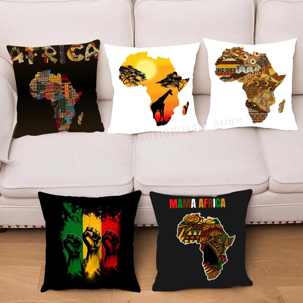 1Pc Map Of Africa Geometrics Pillow Case Square Bedroom Sofa Leisure Comfort Cushion Car Living Room Home Decoration
