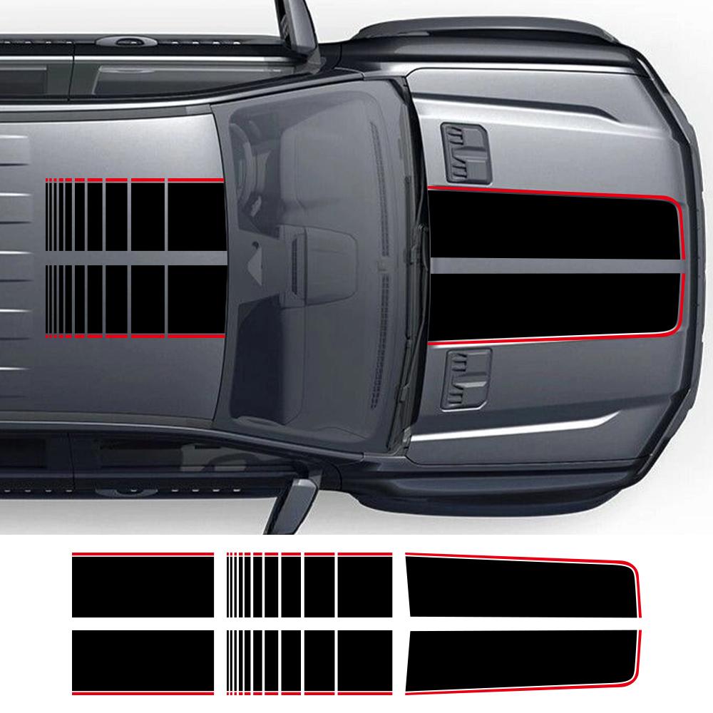 Car Engine Cover Stickers Car Hood Bonnet Stripes Vinyl Decals Trunk Roof Decoration Stickers For Ford Ranger Raptor Accessories