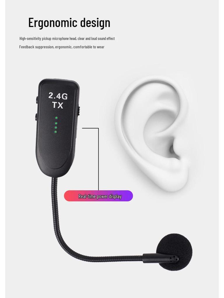 2.4G Small Bee Wireless Teacher Amplifier with Dual Earset & Battery Display