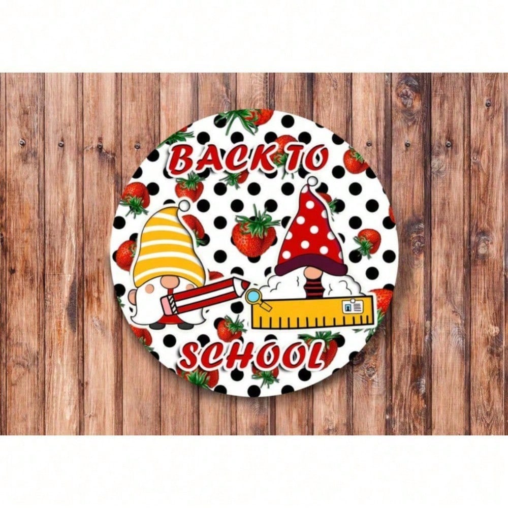 

Back To School Gnome Metal Sign, Halloween Wall Decor, Holiday Tin Art For Living Room Bathroom Kitchen Housewarming Gift 20x20 разноцветный