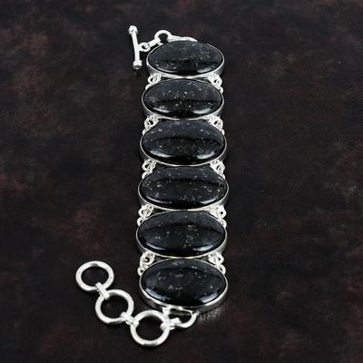 Nuummite Bracelet Handmade Gemstone Bracelet 925 Sterling Silver Bracelet Adjustable Chain Bracelet Engagement Gift Designer Silver Jewelry