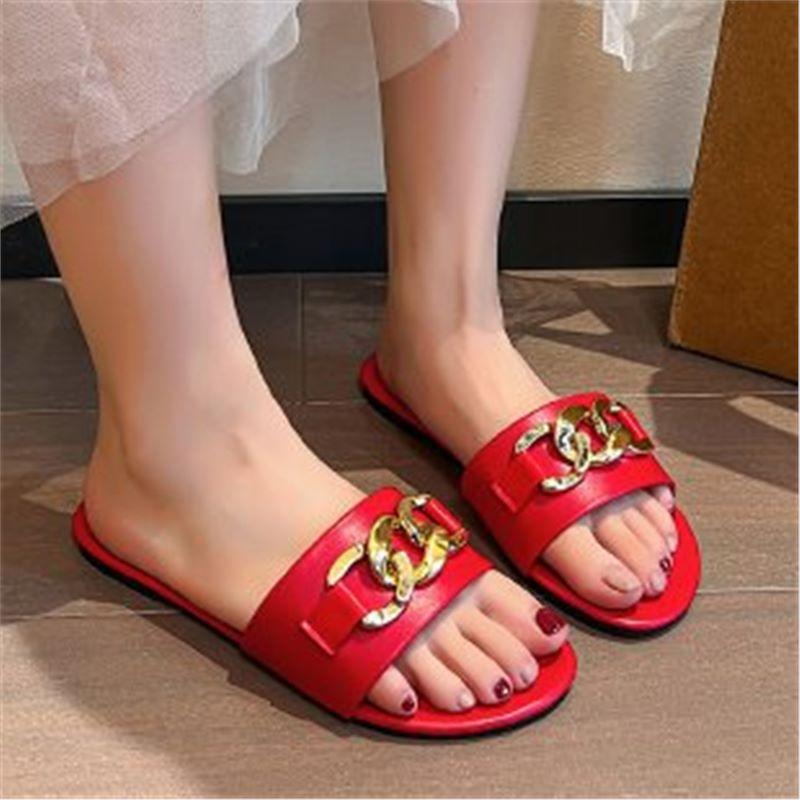 Slippers Women's Summer 2024 New Internet Celebrity Cool Slippers New Fashion Versatile Outer Wear One-word Drag Flat Bottom Outdoor Size 43