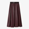 Winter Women PU Leather Skirt Long Pleated High Waist A Line Fashion Clothes