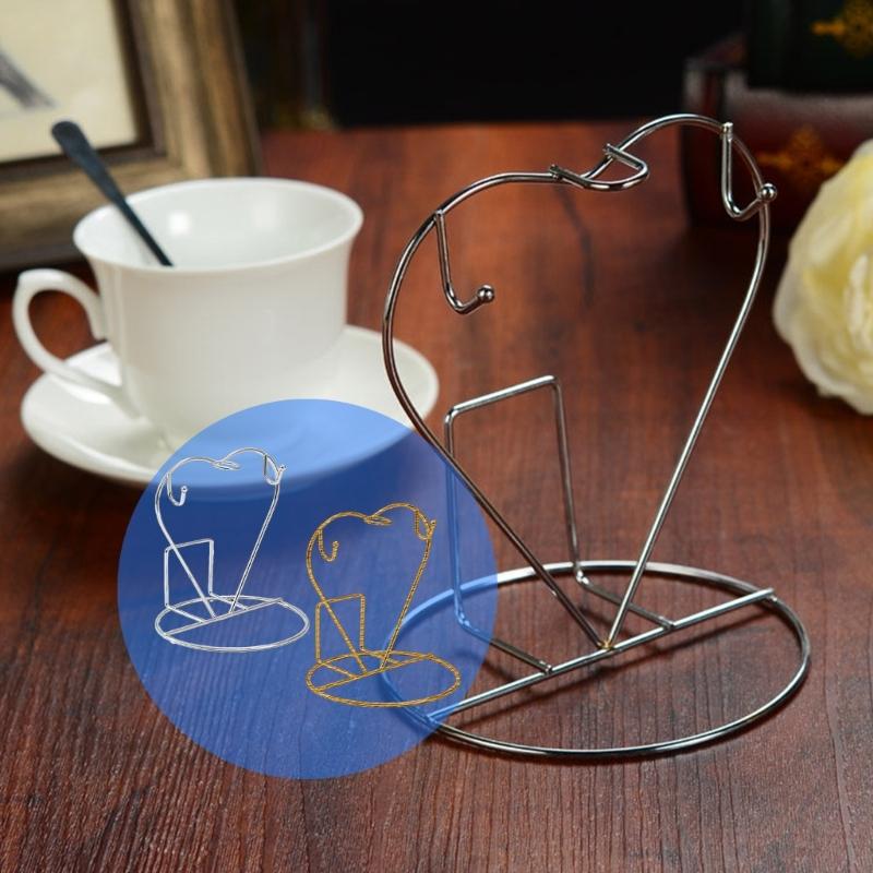 Coffee Cup Stand With Sturdy Iron Frame Perfect For Small Kitchens And Dining Area Heart Shaped Plate Storage Rack