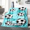Custom Name Soccer Theme Printed Blanket - Perfect for Couch, Bed, Travel & Outdoor Use | Machine Washable, Cozy & Durable.