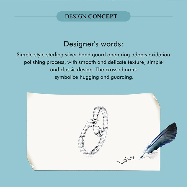 BAMOER Romantische Hand Offene Finger Ringe Für Frauen 925 Sterling Silber Mädchen Europäischen Einfache Einstellbare Wächter Ring Schmuck Geschenk