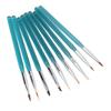 9Pcs Nail Art Brush Set Nylon Hair Nail Design Brushes with Transparent Blue Metal Rod for DIY Nail