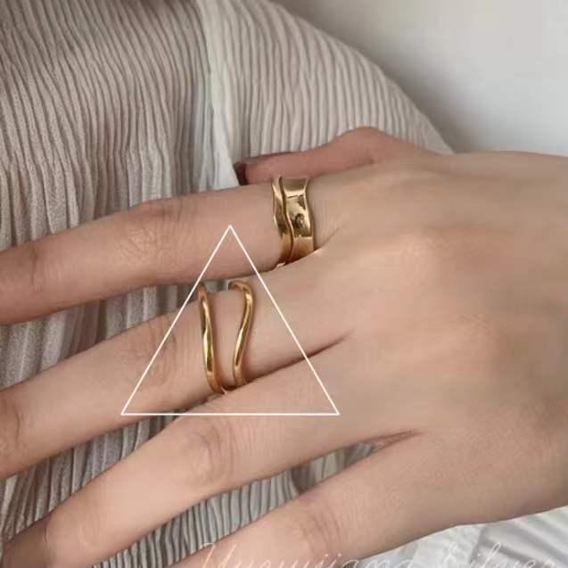 Korean Croissant Open Pig Nose Adjustable Double-Layer Ring for Women