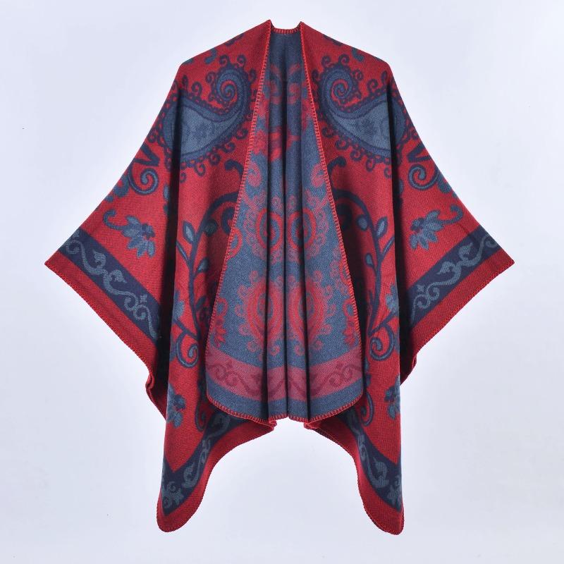 Autumn and Winter Retro Cashew Flower Thickened Shawl Street Cloak Scarf