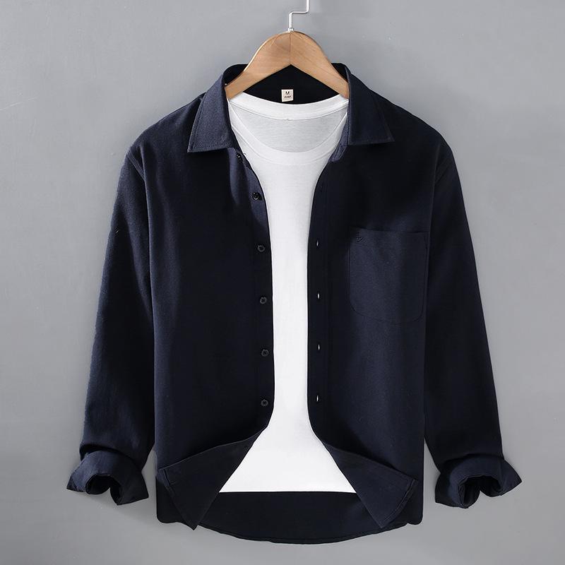 Men's High-End Oxford Long-Sleeve Shirt - Pure White Japanese Hong Kong Style - Spring/Autumn Casual Top