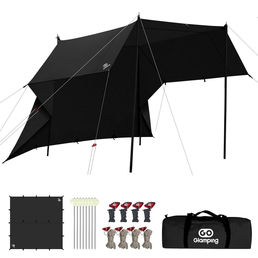 GOGlamping Square Tarp TC Square Tarp Polycotton Can Be Used for Bonfires Tc Tarp Loops and Special Waterproof Tape 500mm Water Pressure Resistance