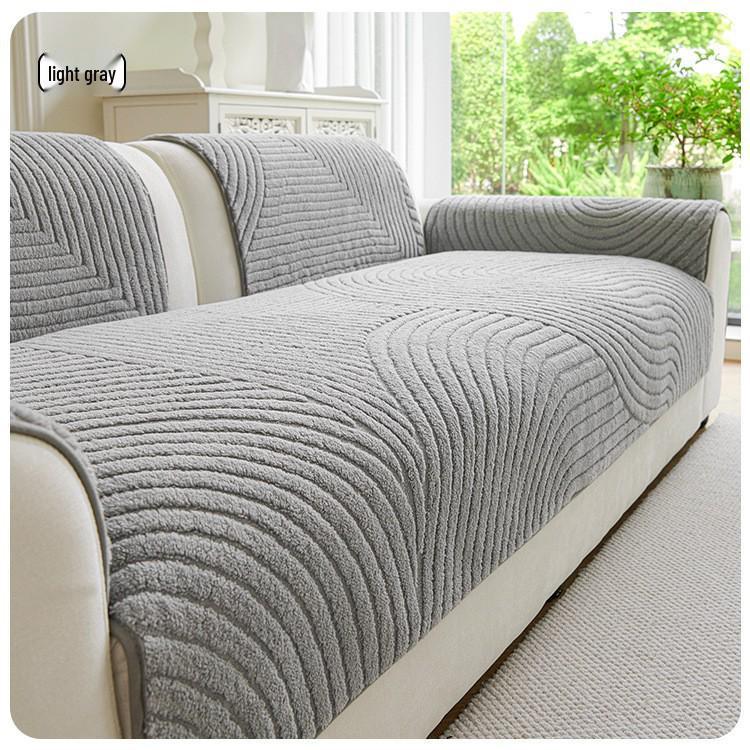 

Зимняя подушка для дивана HiPhi Velvet: Нескользящее, Плюшевое Роскошное Одеяло-Чехол на Сиденье 70x70 cm светло-серый