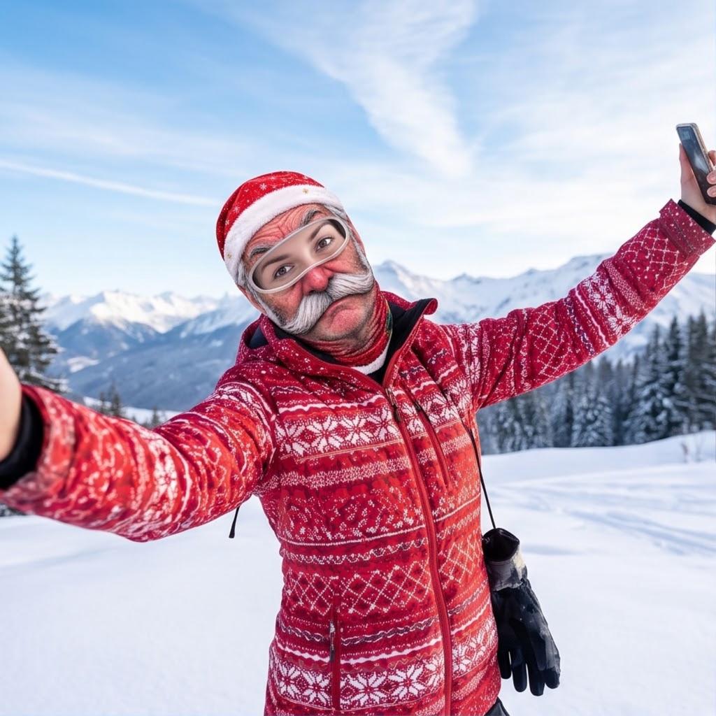 Novelty Old Man Print 3D Full Face Ski, Windproof Winter, Sunglasses Not Included