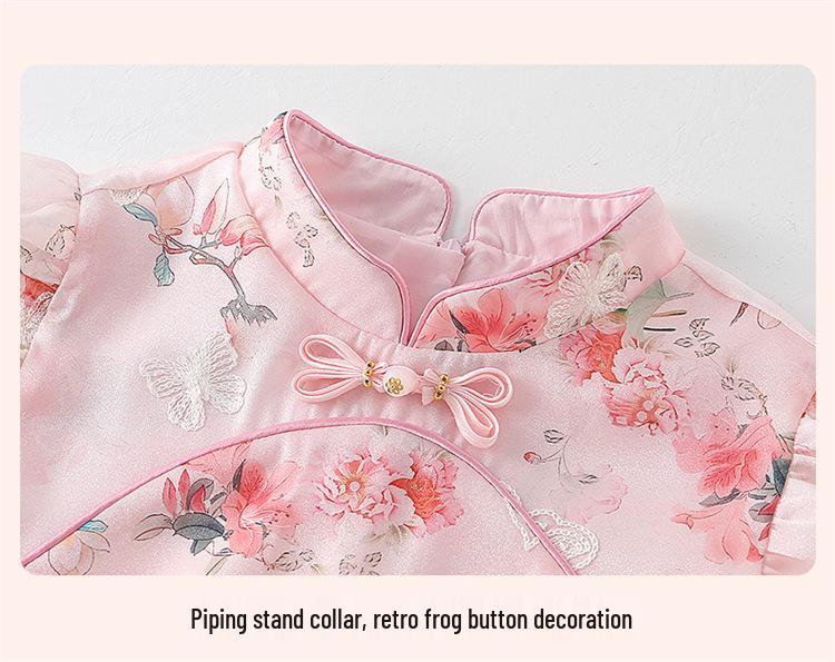 2026 New Cheongsam Girls' Chinese Style Summer Princess Dress
