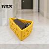 Key Holder Cheese Shape Ornament, 3D Printing Smooth Surface Storage Box, Hole Desk Organizer Design Bright Yellow Cosmetic for Keys