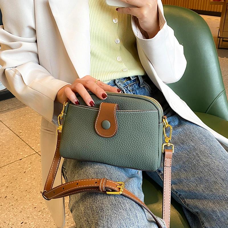 Genuine Leather Bag for Women Small Square Bag Retro Shoulder Crossbody Bag Luxury Bag for Ladies Designer Feminine Fashion