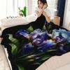 A Luxurious Plush Blanket Featuring an Iris Art Print, Modern Style, Soft And Comfortable, Digitally Printed, Suitable for All Seasons, Perfect for Tr