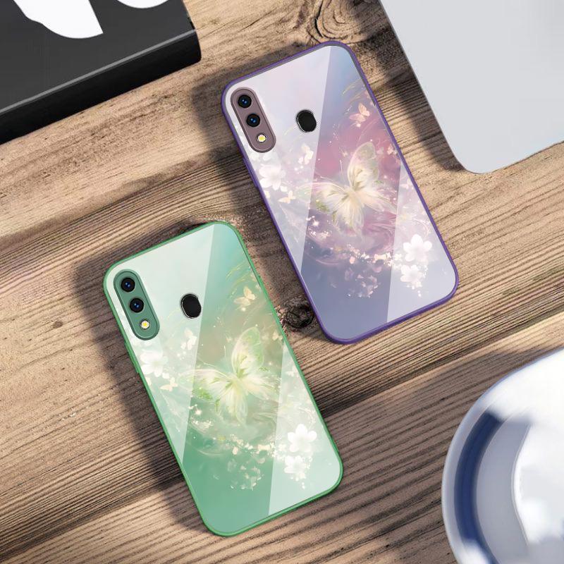 Dreamy Striped Butterfly For Samsung A73 72 71 A70 56 55 54 A53 52 51 50 42 A35 A34 33 32 31 26 25 24 23 22 30 Glass Phone Case