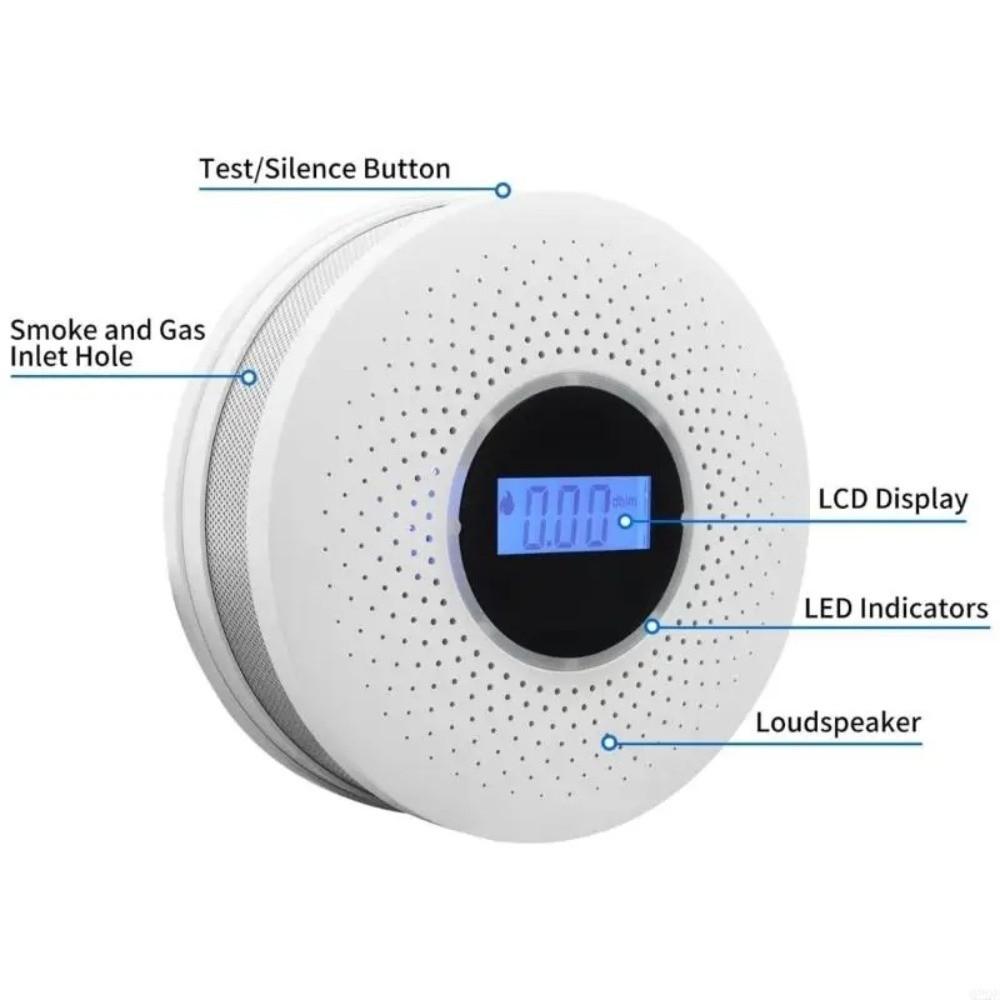 LCD Display CO Monoxide Alarm Portable CO Monitor Compound Alarm Smoke Alarm  Travel