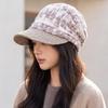 Tie-dye gradual change pleated pile hat women's autumn and winter retro short-brimmed newsboy hat lazy warm face cover cap