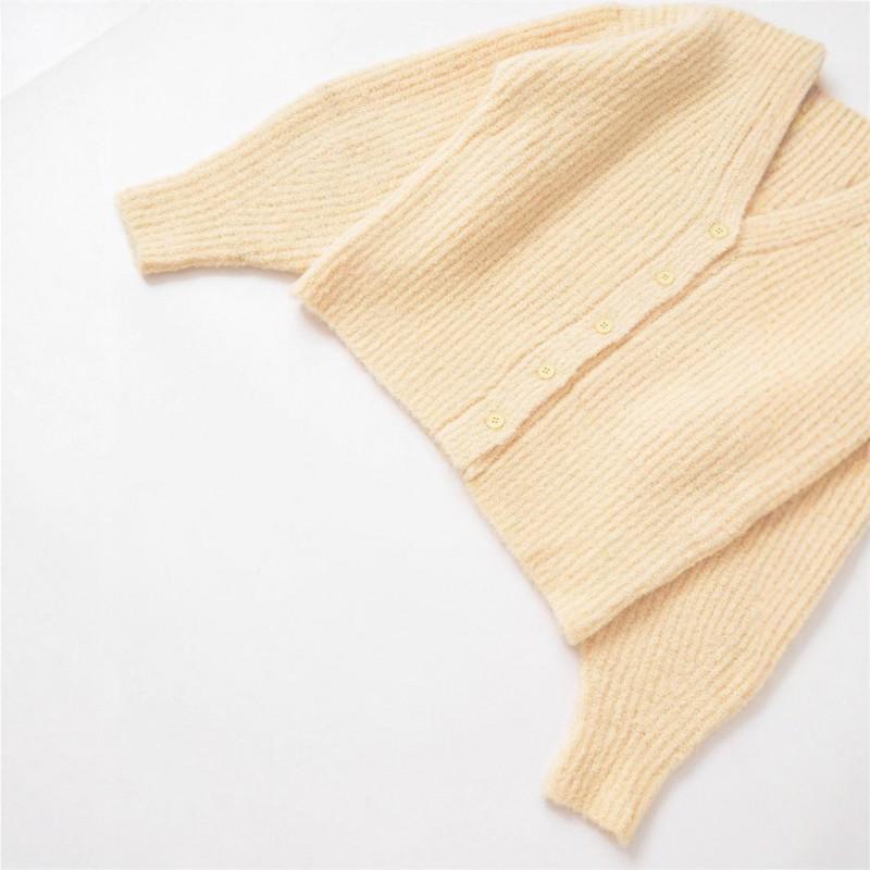 Damen Übergroßer V-Ausschnitt Strickpullover Lockerer Schnitt Einfarbiger Street Style Langarm Pullover