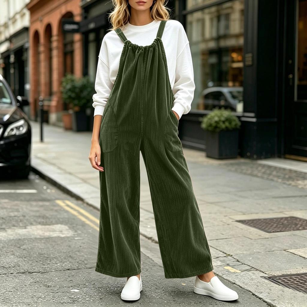 Damen Freizeit Cord Cordhose mit verstellbaren Trägern Utility Overall