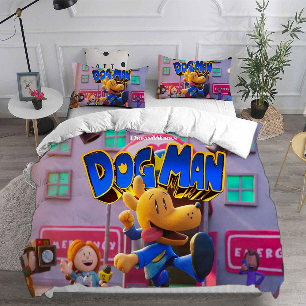 Anime Dog Man Printed Bedding Sets Quilt Bed Cover Comforter Duvet Cover Pillow Case 2-3 Pieces Sets Teenagers Children's Gifts
