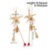 Boho Starfish Scallop Metal Long Tassel Earrings Women Summer Beach Vacation Gold Color Jellyfish Shiny Crystal Earrings Jewelry