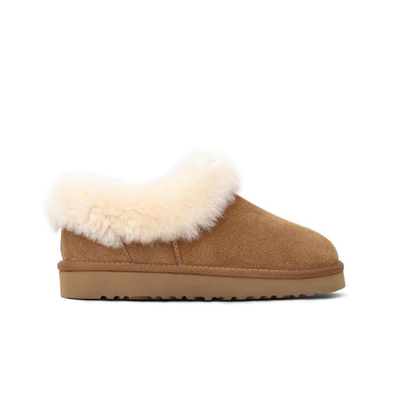 Internal and external wool integrated low-top warm snow boots women's winter piled and thickened 2025 winter fluffy shoes warm models