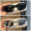 2pcs Y2K cat eye retro plain sunglasses women's fashionable sunglasses