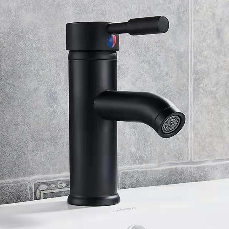 Black Basin Faucet Stainless Steel Paint Faucet Bathroom Single Handle Basin Faucets Blacked Single Hole Hot Cold Mixer Tap
