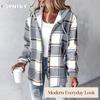 JPNTKY Damskie Vintage Casualowe Jesienno-Zimowe Kurtki & Płaszcze z Długim Rękawem