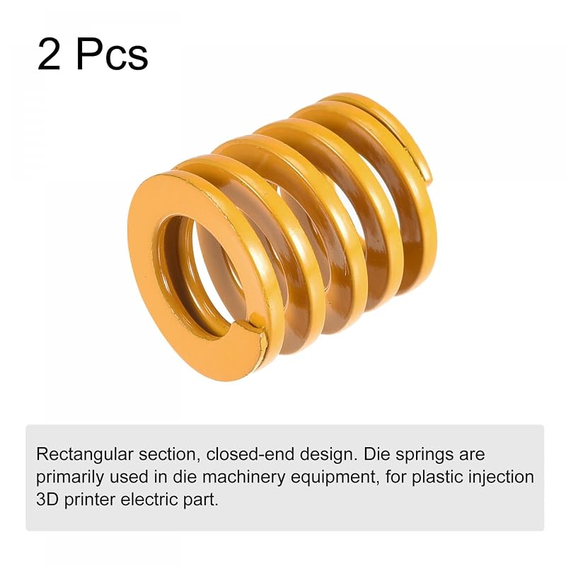 Uxcell Die Springs 11x20x20mm, High-Strength Coil Springs, Compression Springs, Light Load, for 3D Printers and Electrical Components, 2pcs, Yellow