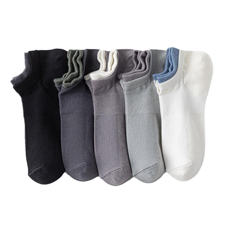 Men's Summer Thin Cotton Deodorant Sweat Absorbing Low Top Mesh Breathable Short Tube Boat Socks