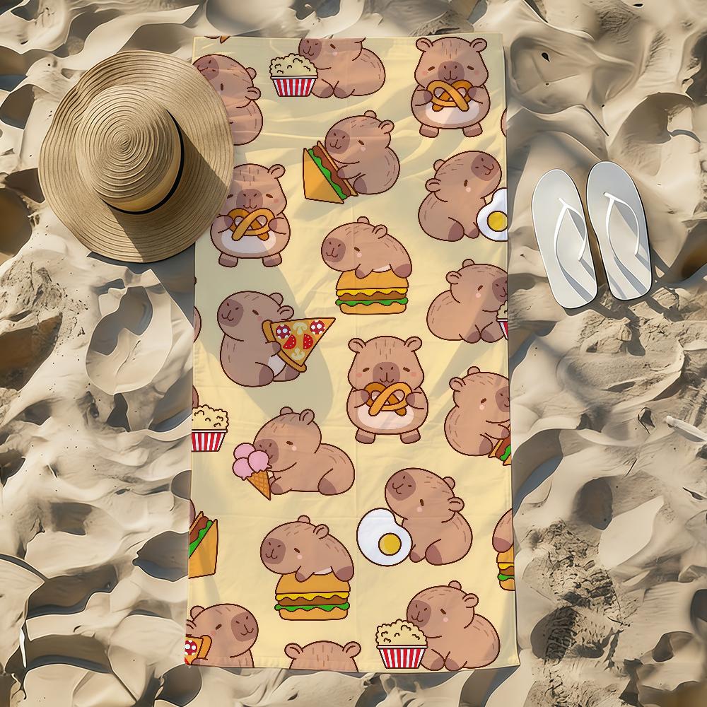 Towel Beach Towel Oversized Art Quick Cartoon Dry Towel Absorbent Soft Swim Capybara Kawaii Cute BeachTowels for Men Women