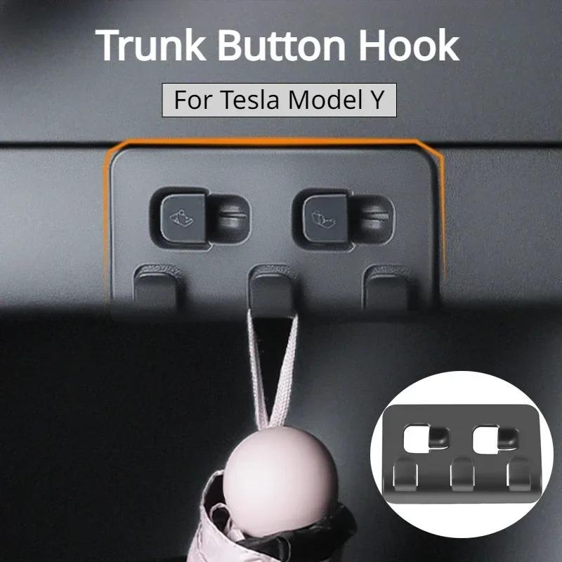 For Tesla Model Y 2021-2024 Max 15kg Load Bearing Rear Trunk Hook Luggage Bag Umbrella Hanger ABS Tote Trunk Hooks Accessories