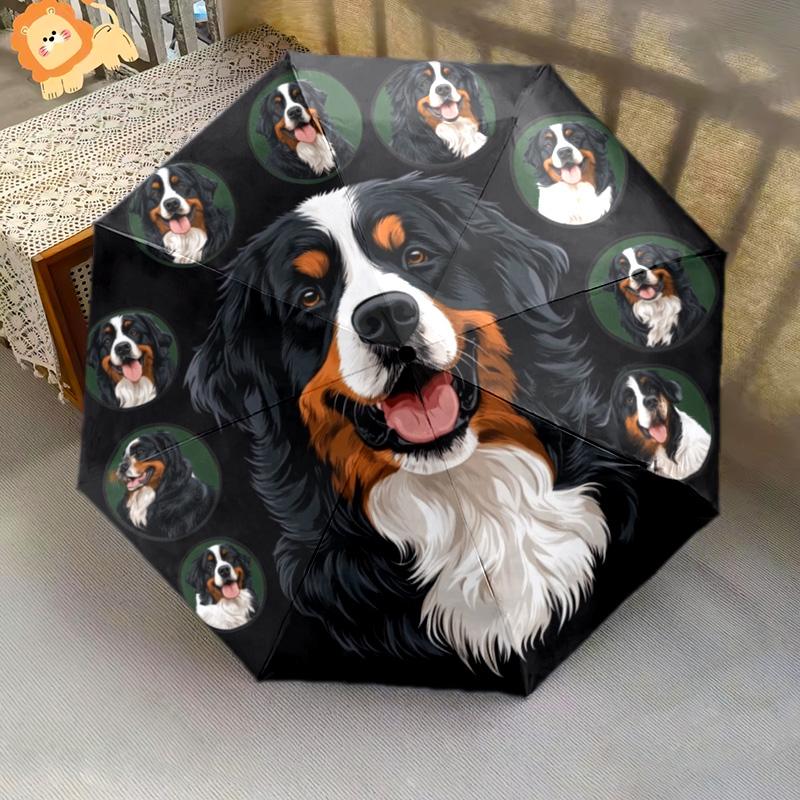 1 PC Automatic Folding Umbrella - Bernese Mountain Dog2 Pattern, Portable & Foldable Design with 8 Ribs, Christmas Birthday Gifts