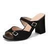 Black Women Slipper High Block Heels Square Toe Plus Size 32 50 Oversize