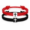 Pack of 2 Adjustable Christian Crosses Bracelets Handmade Wristband Religious Gift for Couples Baptism Birthday