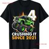 Year Old Crushing It Boys Monster Truck Th Birthday T Shirt Vintage Washed Top For Everyday Wear Breathable Homme