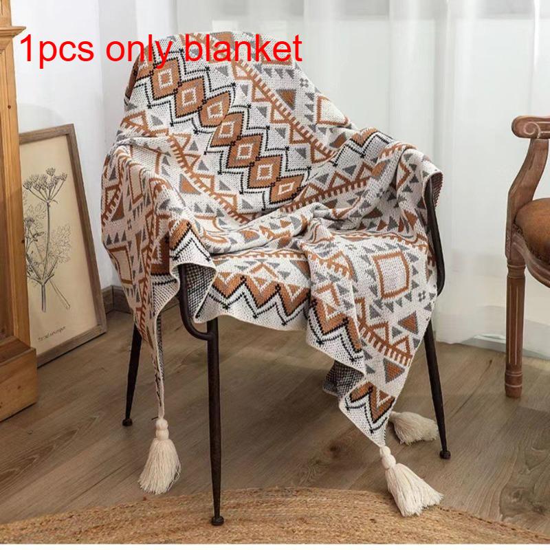 

1 шт. Утолщенный вязаный богемный офисный диванный плед для дома и офиса, плед для сна из полиэстера 80x110cm