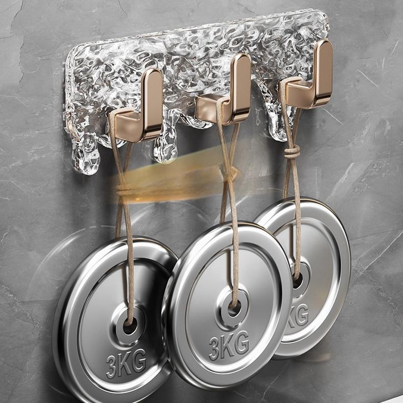 Light Luxury Continuous Hanging Hook No Punching No Trace Adhesive Hook Bathroom No Punching Hanging Hook Glacier Pattern Strong Hanging Hook Wall