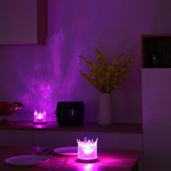 Bedside Lamp Ocean Wave Projector Light with Remote Control Dimmable Desktop Color-changing Night Light Ambient Lighting
